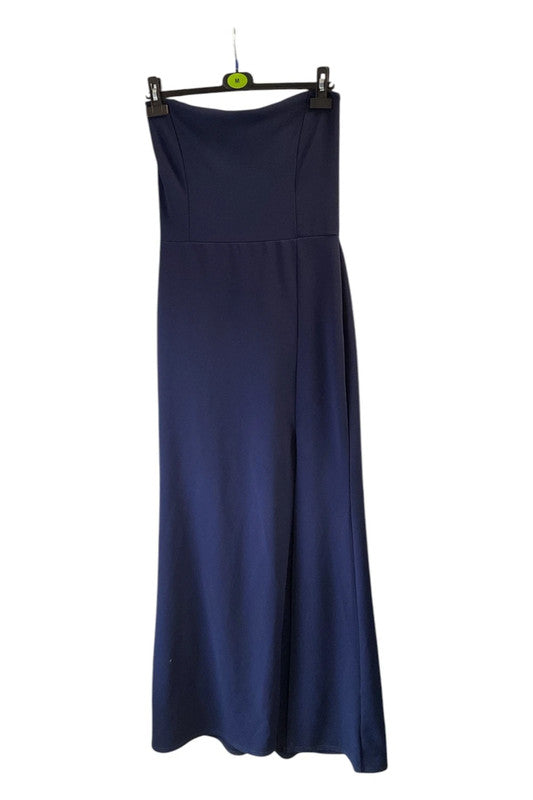 Boohoo Dress navy maxi with a slit Sz 14 8891COD