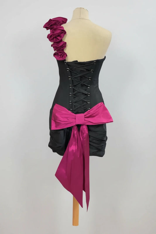 Kevan Jon Dress Vintage Black corset with ruffles and bow: Sz 10 9006AT