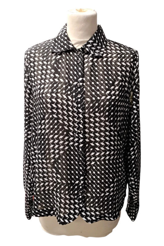 Next Black&White Blouse Sz 10 9055GM