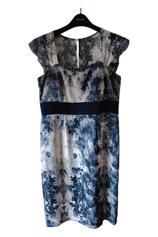 Cabotine Navy 2-pieces MOB dress and chiffon cover-up with beaded details 46/16 9051TDY