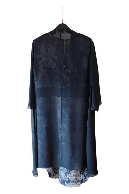 Cabotine Navy 2-pieces MOB dress and chiffon cover-up with beaded details 46/16 9051TDY