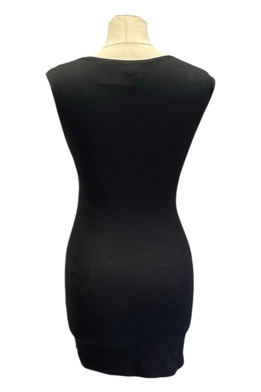 Topshop Black bodycon dress with purple sequin Sz 8