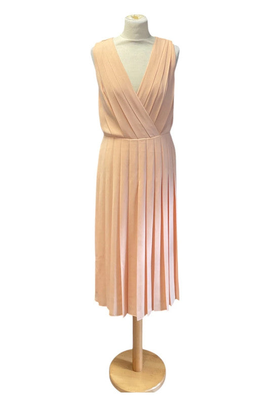 Reiss peach pleated midi dress Sz 10