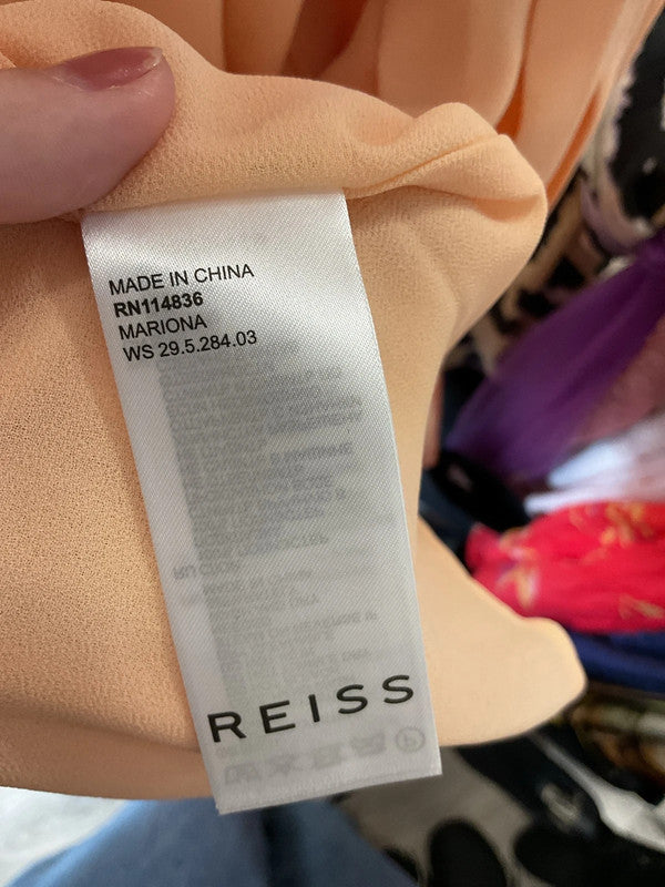 Reiss peach pleated midi dress Sz 10