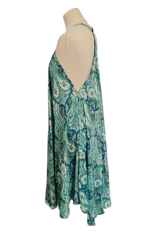 Don Amigo Green print mini swing dress one size 9111TC