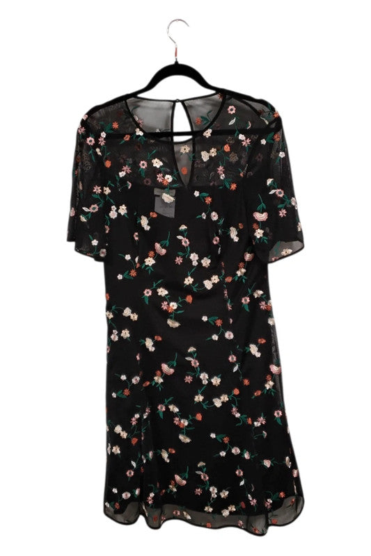 Monsoon Dress Black floral mesh with delicate embroidered detail Sz 16 9095RB