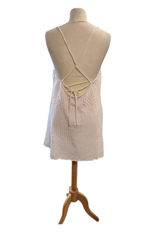 Pull&Bear Dress Cream Short Lace  Sz L 9113COD