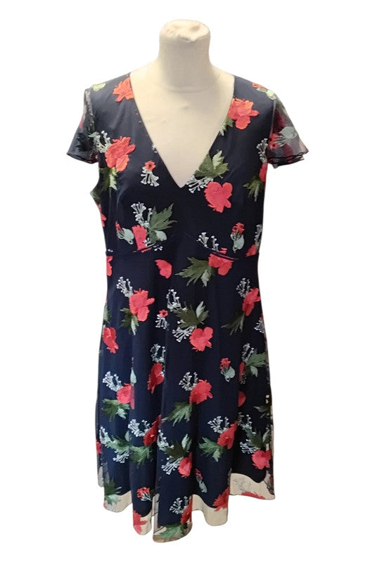 Monsoon Dress Navy Sz 16 9096RB