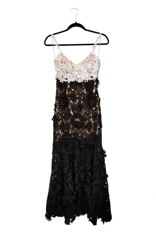 Mew Mews Dress black and white lace long formal  with contrasting Size S 9114SM