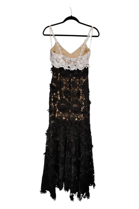 Mew Mews Dress black and white lace long formal  with contrasting Size S 9114SM