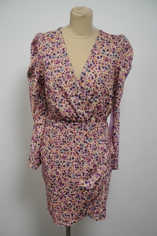 River Island Dress Long Sleeve Printed Midi Sz 12 9117CGA