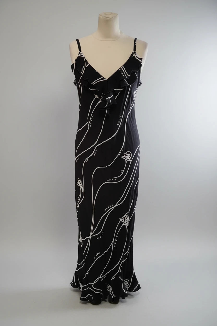 Paul Costelloe Dress Strappy Printed Maxi Sz 14 4139CDC