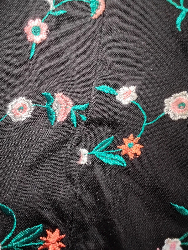 Monsoon Dress Black floral mesh with delicate embroidered detail Sz 16 9095RB
