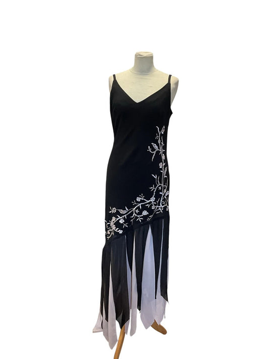 Joseph Ribkoff Black Maxi with Pink Highlights Sz 10 9105TF
