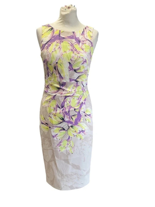 Karen Millen Dress Cream print sleeveless Sz 10 9139PMA