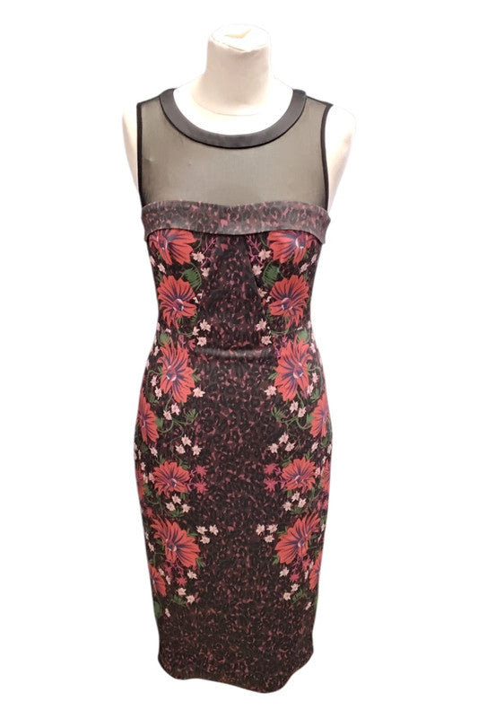 Karen Millen Dress Black print Sz 10 9141PM