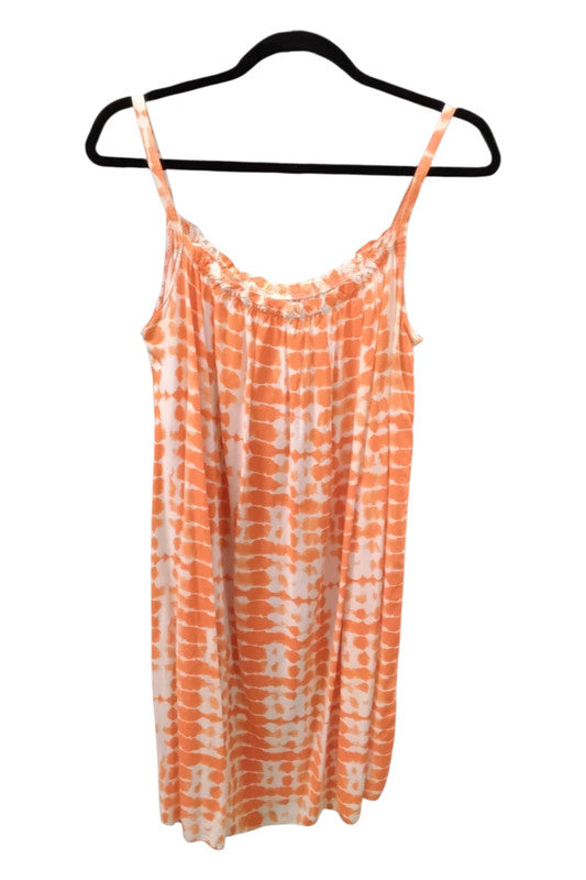 Made in Italy one size orange and white flowy loose-fit summer dress 9149TC