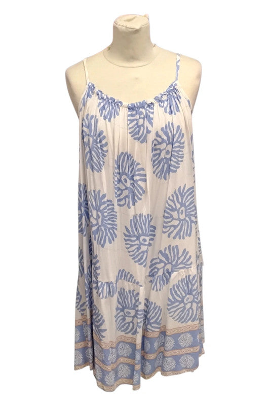 Made in Italy Blue & white floral print dress One Size 9152TC