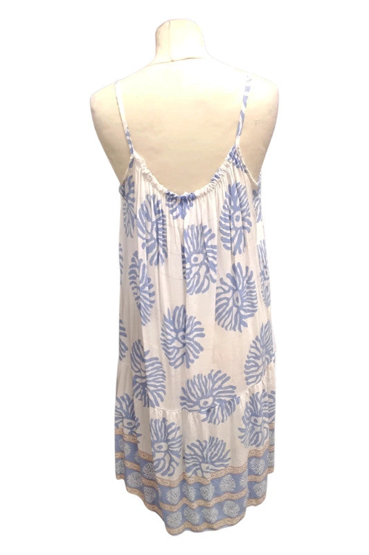 9152TC made in Italy Blue & white floral print dress