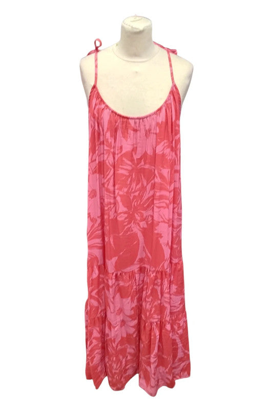 Dunnes Red&Pink Dress Sz 14 9150TC