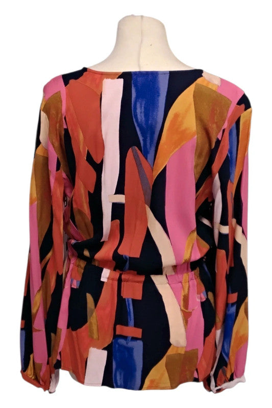 9179BMH Part Two multicolor long sleeve top with V-neckline