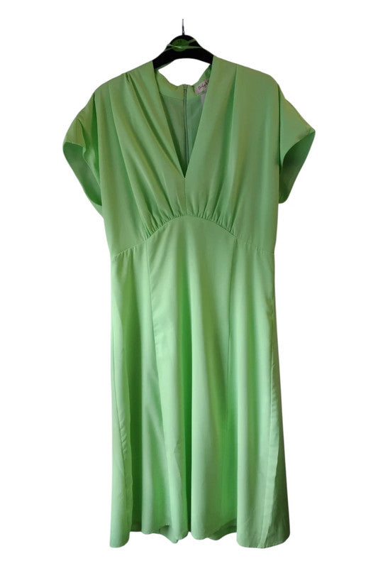 Emily & Me Lime midi dress with cap sleeves and V-neckline Sz 14 9170BMH