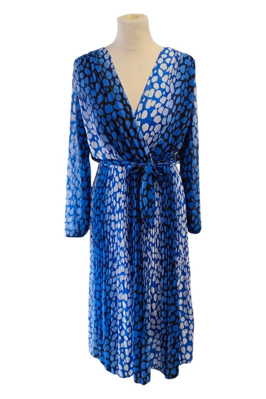 J&L Paris Blue l/s Dress Sz M 9172BM