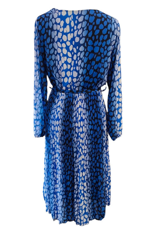 J&L Paris Blue l/s Dress Sz M 9172BM