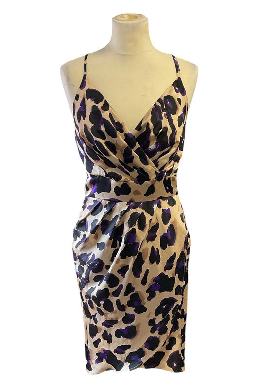 Missi Sz 8 beige leopard print dress 9182CBO