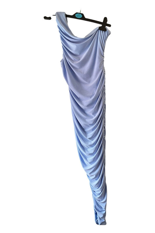 Club L Blue Asymmetrical one-shoulder bodycon dress Sz 10 9223MAR