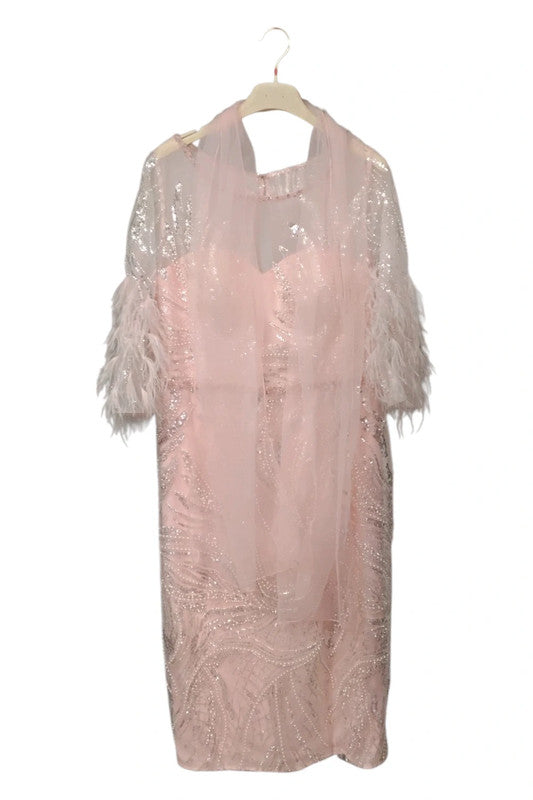 LaBella Pink feather Mother of the Bride Sz 16 9205COR