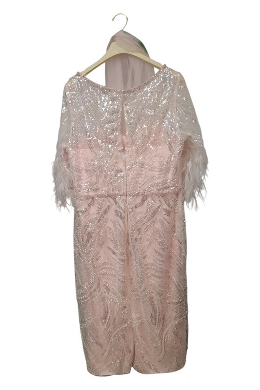 LaBella Pink feather Mother of the Bride Sz 16 9205COR