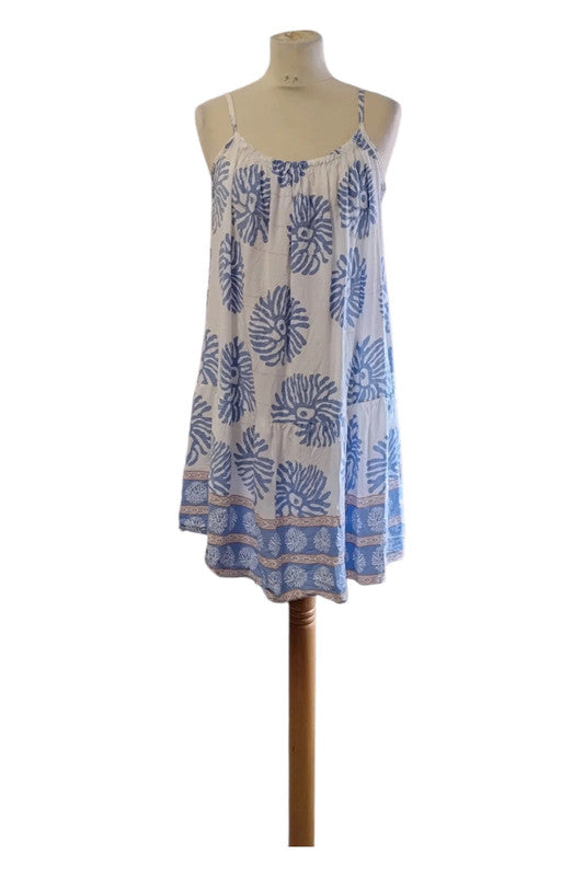 Made in Italy white & blue dress one size 9152TC