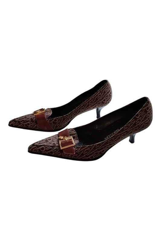 Pedro Miralles Brown pumps with gold buckle detail Sz 38