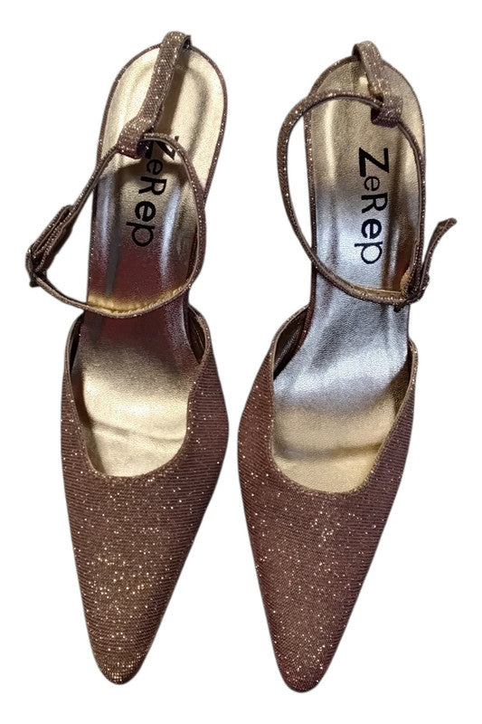 Zerep Gold irridescent shimmer slingback shoes Size 5