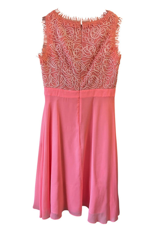 Daisy May Dress Coral lace midi sleeveless Sz 12 9298ACR
