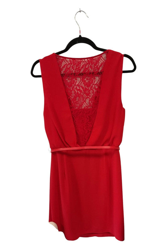 Oasis Red lace dress with belt sz 12 9290CLM