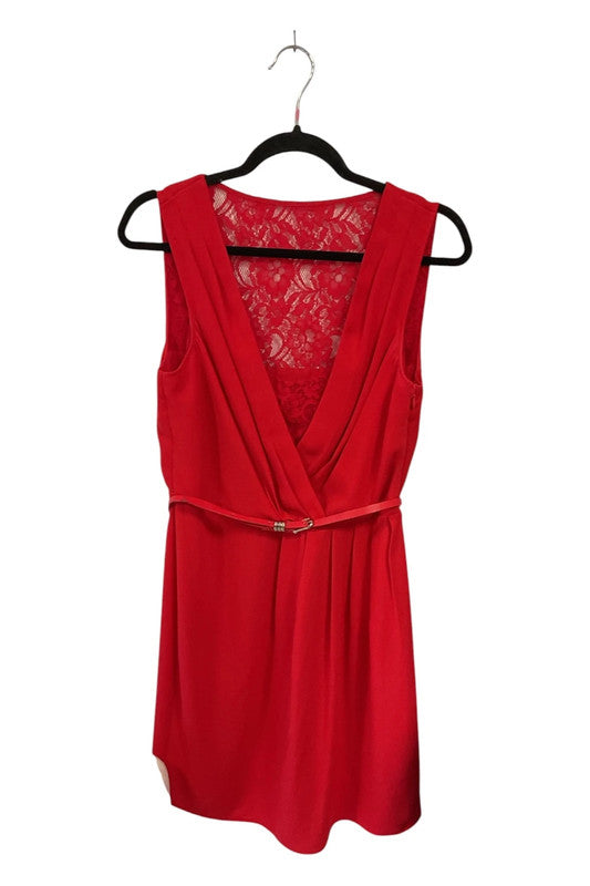 Oasis Red lace dress with belt sz 12 9290CLM