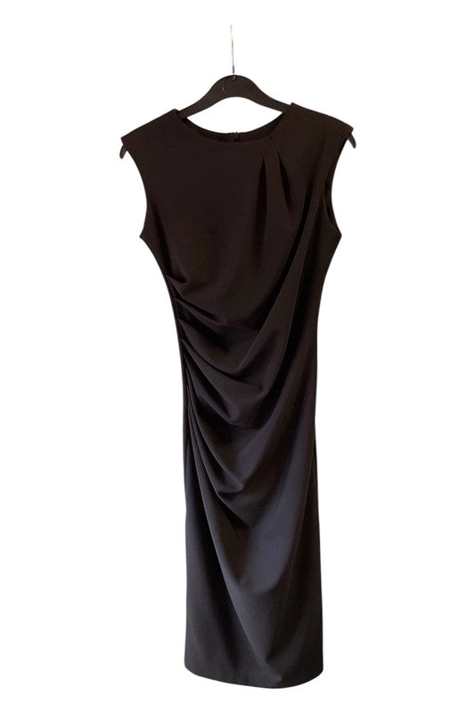 Rinascimento Dress Black midi with drape detail Sz S 9227MAR