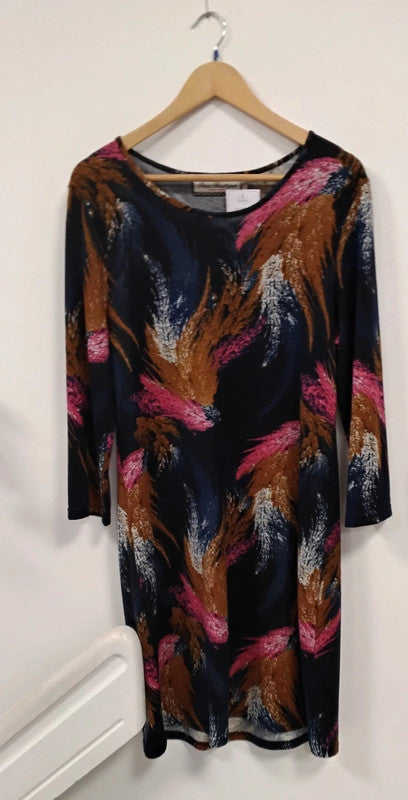 Paco Multicoloured long sleeve dress Sz 14 9249 MOD