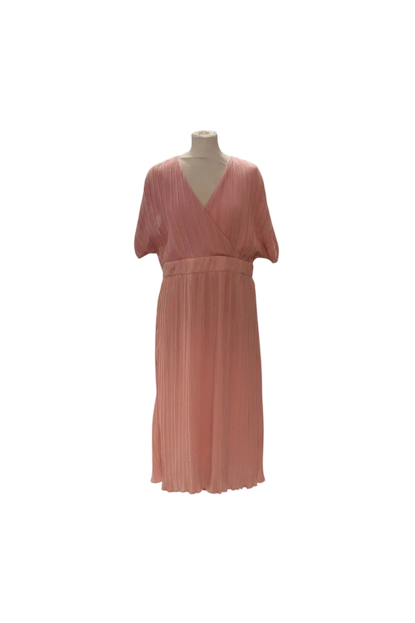 Boohoo Peach pleated midi dress size 16 9350CBO