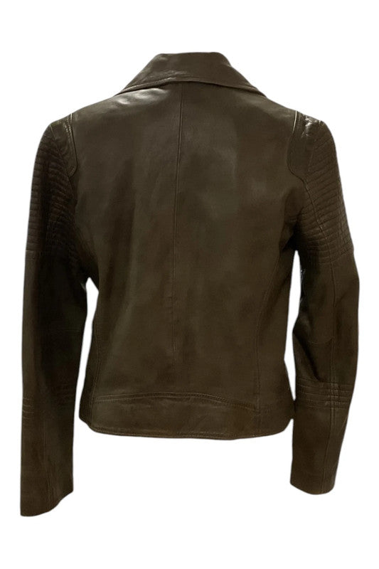 9362AFD Whistles Olive leather coat  size 14