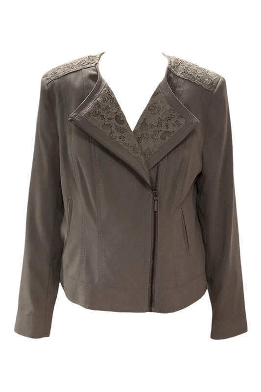 9370JC David Emanuel Grey Lace Biker Jacket size 10