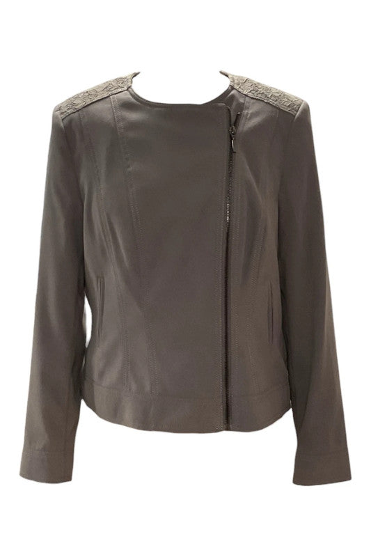 9370JC David Emanuel Grey Lace Biker Jacket size 10