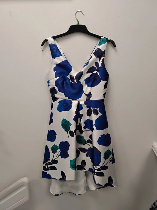 Ax Paris Dress White Print Sz 10 9371JC