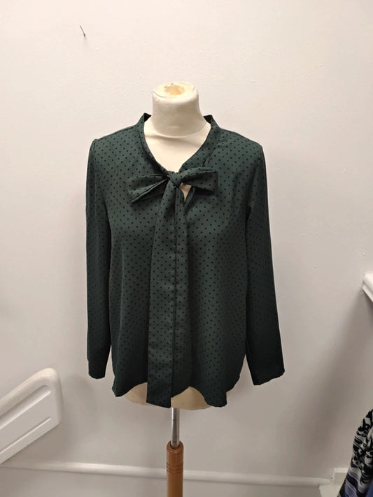 Compania Fantastica Blouse Green&Black dot Sz M 9385BML