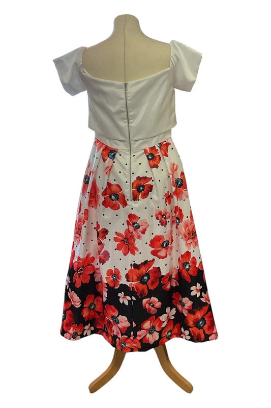V by Very Dress white with a floral print Sz 10 9324JC
