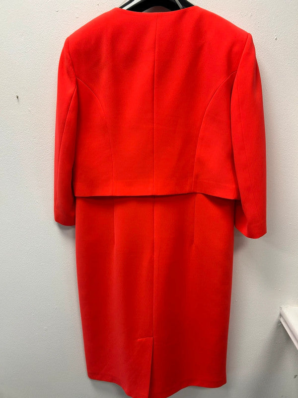 Lizabella two piece dress & jacket: Bright Coral Sz 14 9424MROB