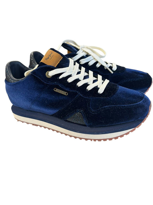 Pepe Navy Velvet Trainer Sz 8 9391CMC