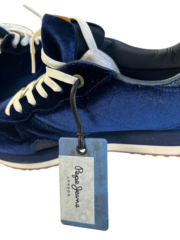 Pepe Navy Velvet Trainer Sz 8 9391CMC